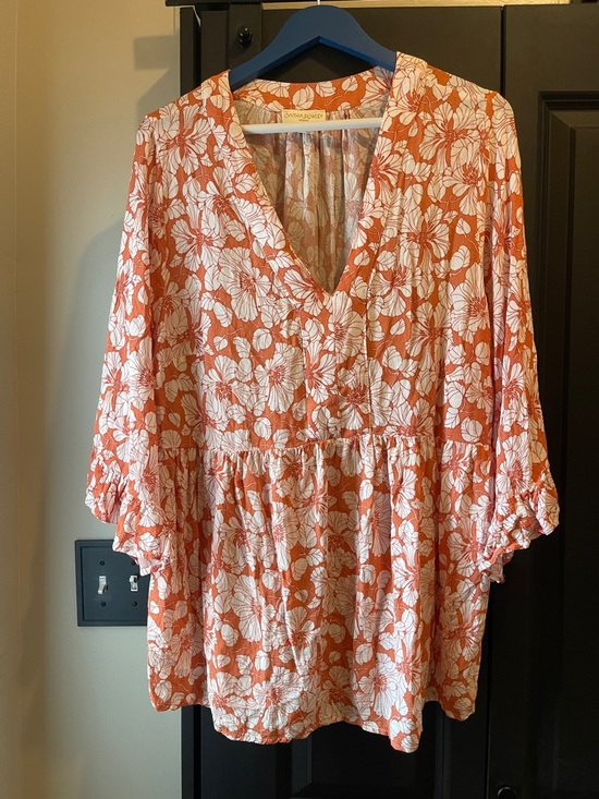 Cynthia Rowley Tops - Cynthia Rowley Orange and White Floral Tunic